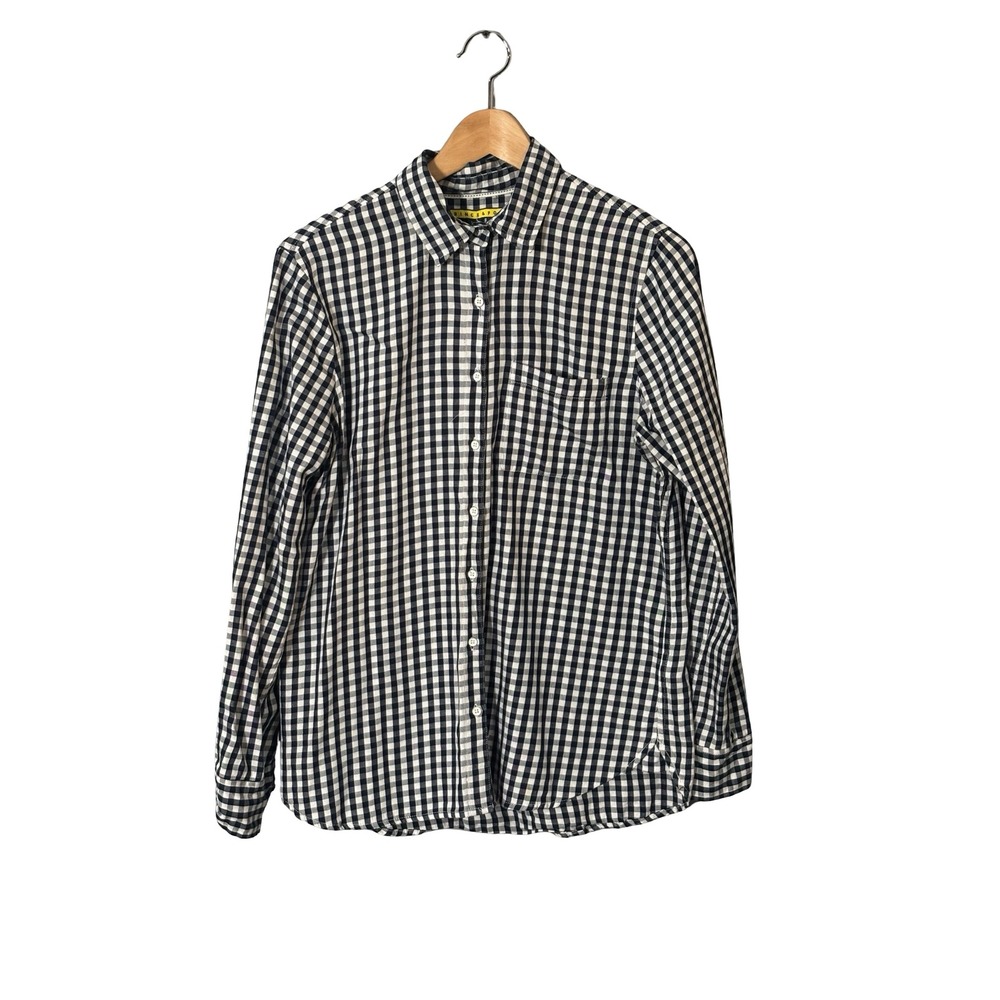 Prince & Fox Mens Large Gingham Button Down Shirt Navy White 100% Cotton